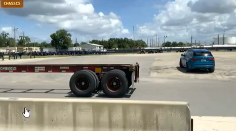 flowGATE reading chassis CMCZ150496, 53ft, at the Talleyrand exit gate