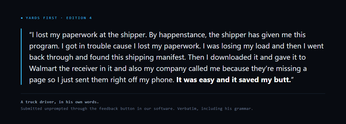 He never asked for the software. Then he lost his paperwork., figure 1